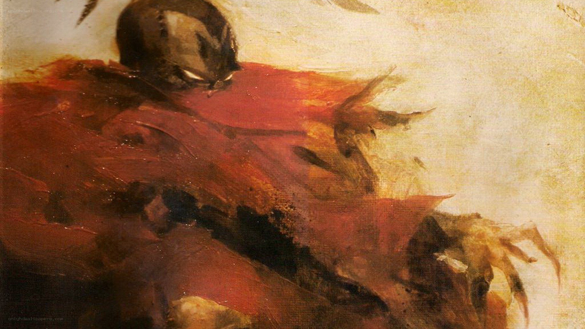 abstract figure in red cloak