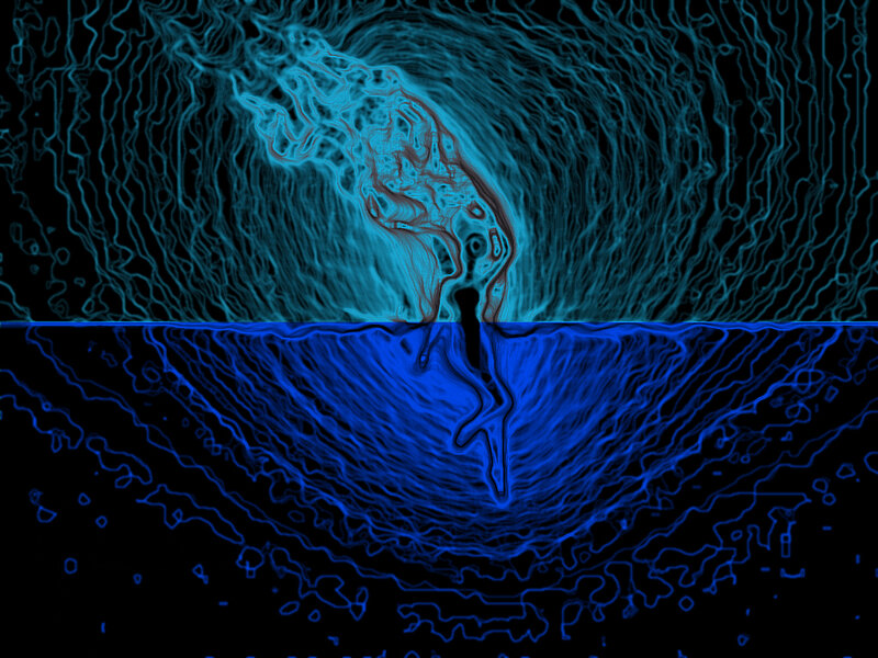 Abstract Figure in Water — Blue