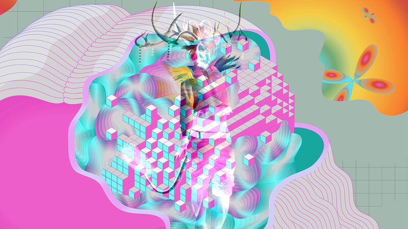 Abstract Figure with Antlers — Pink