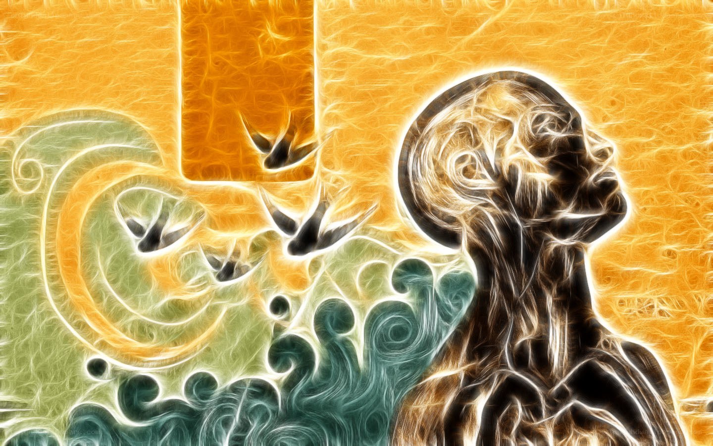 Abstract figure with birds