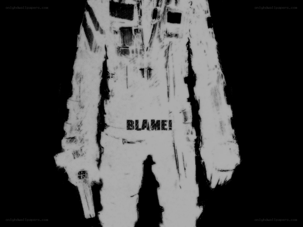 abstract figure with blame text
