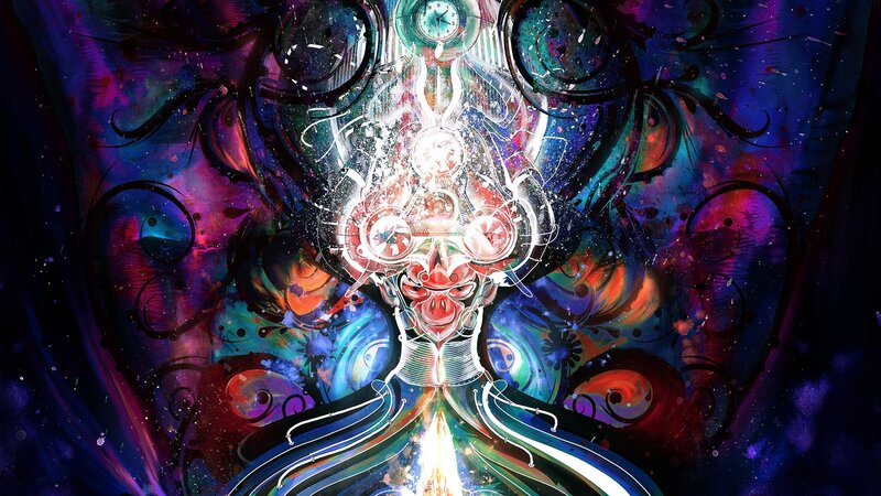 Abstract Figure with Clocks — Purple