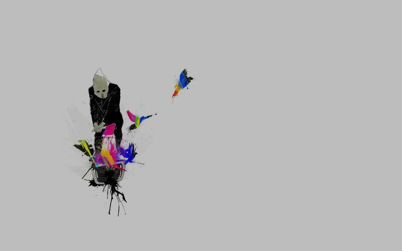 abstract figure with colorful birds