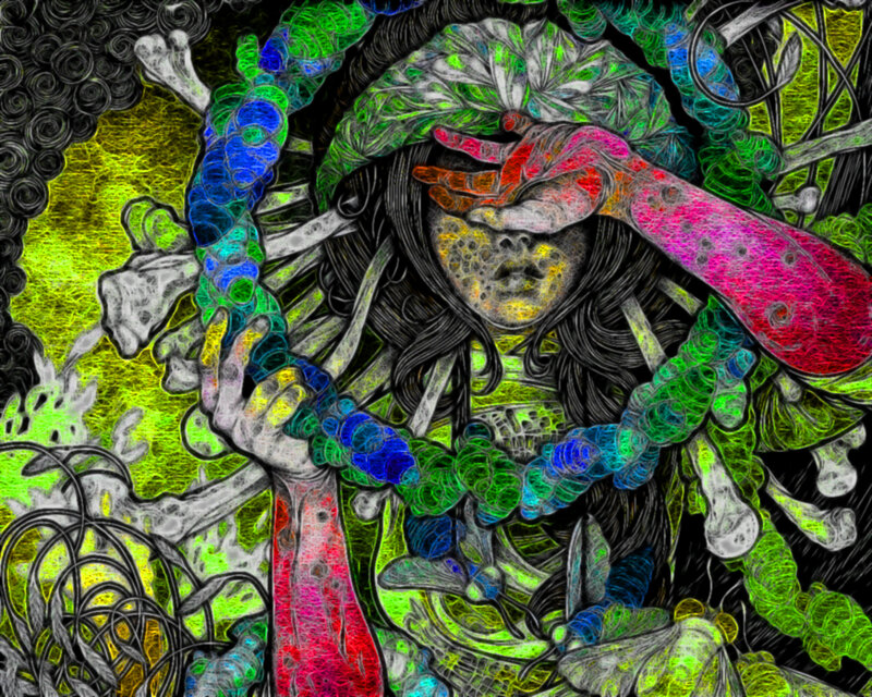 abstract figure with colorful patterns