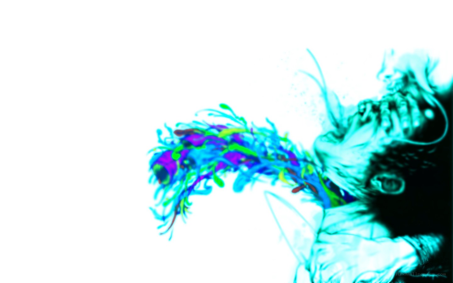 abstract figure with colorful splatter