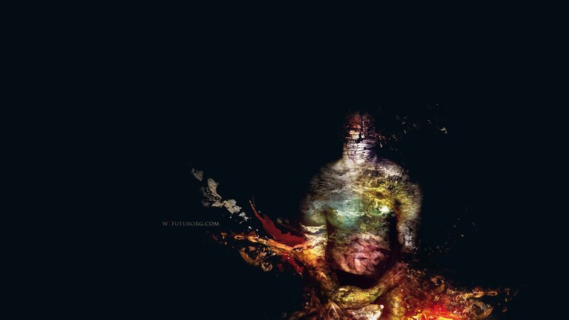 abstract figure with fire and light