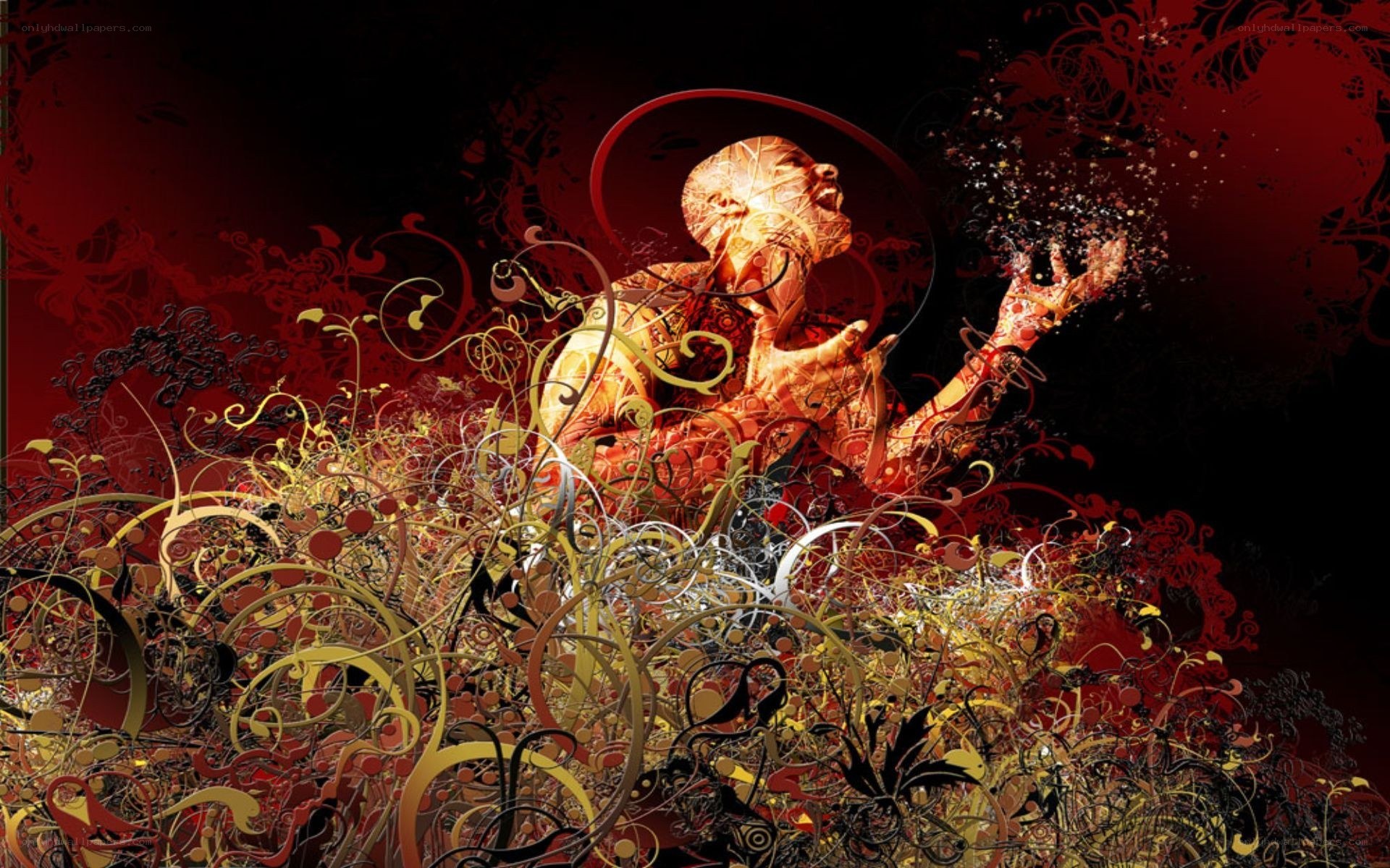 abstract figure with floral patterns