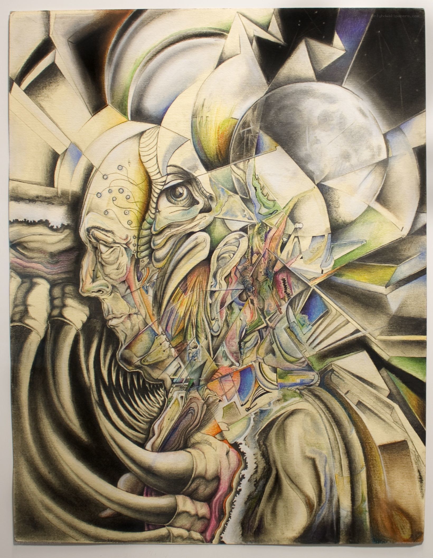 Abstract figure with fragmented face