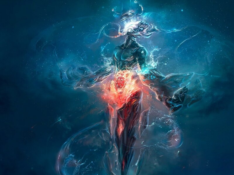 Abstract Figure with Glowing Core
