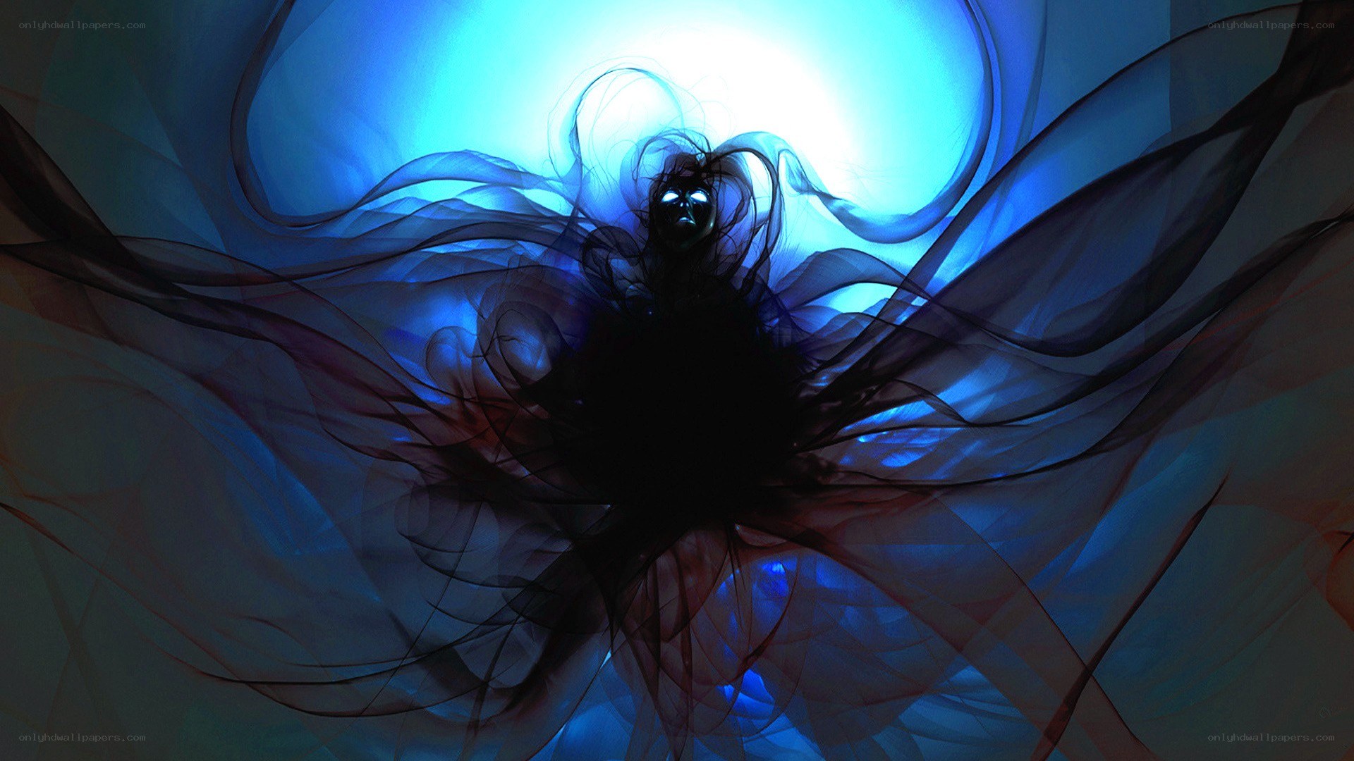 abstract figure with glowing eyes