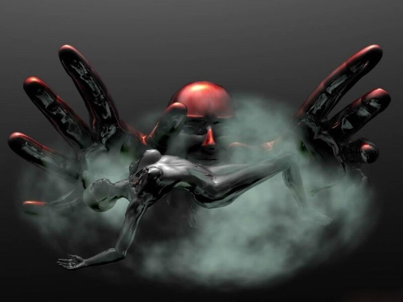 abstract figure with glowing hands