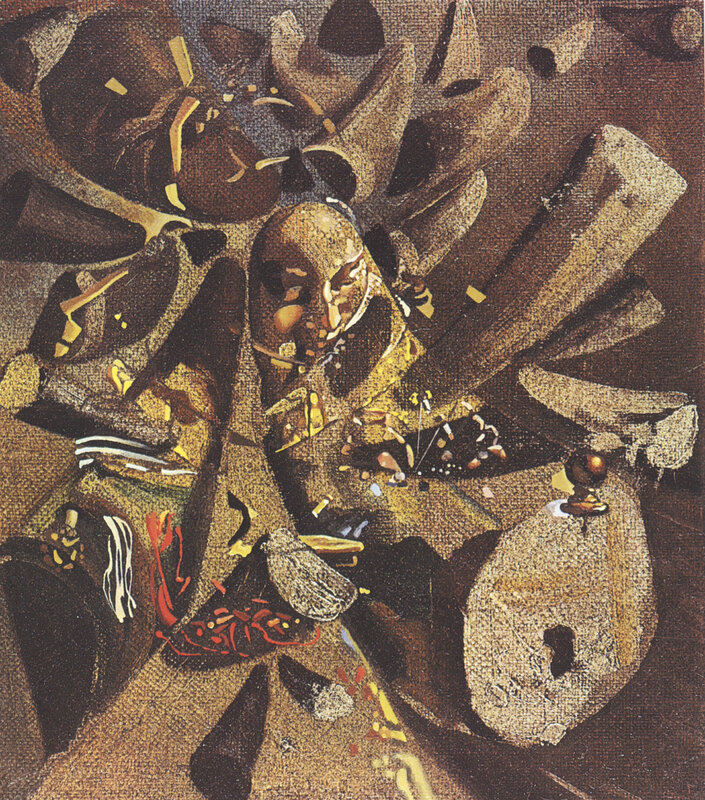 Abstract figure with golden elements