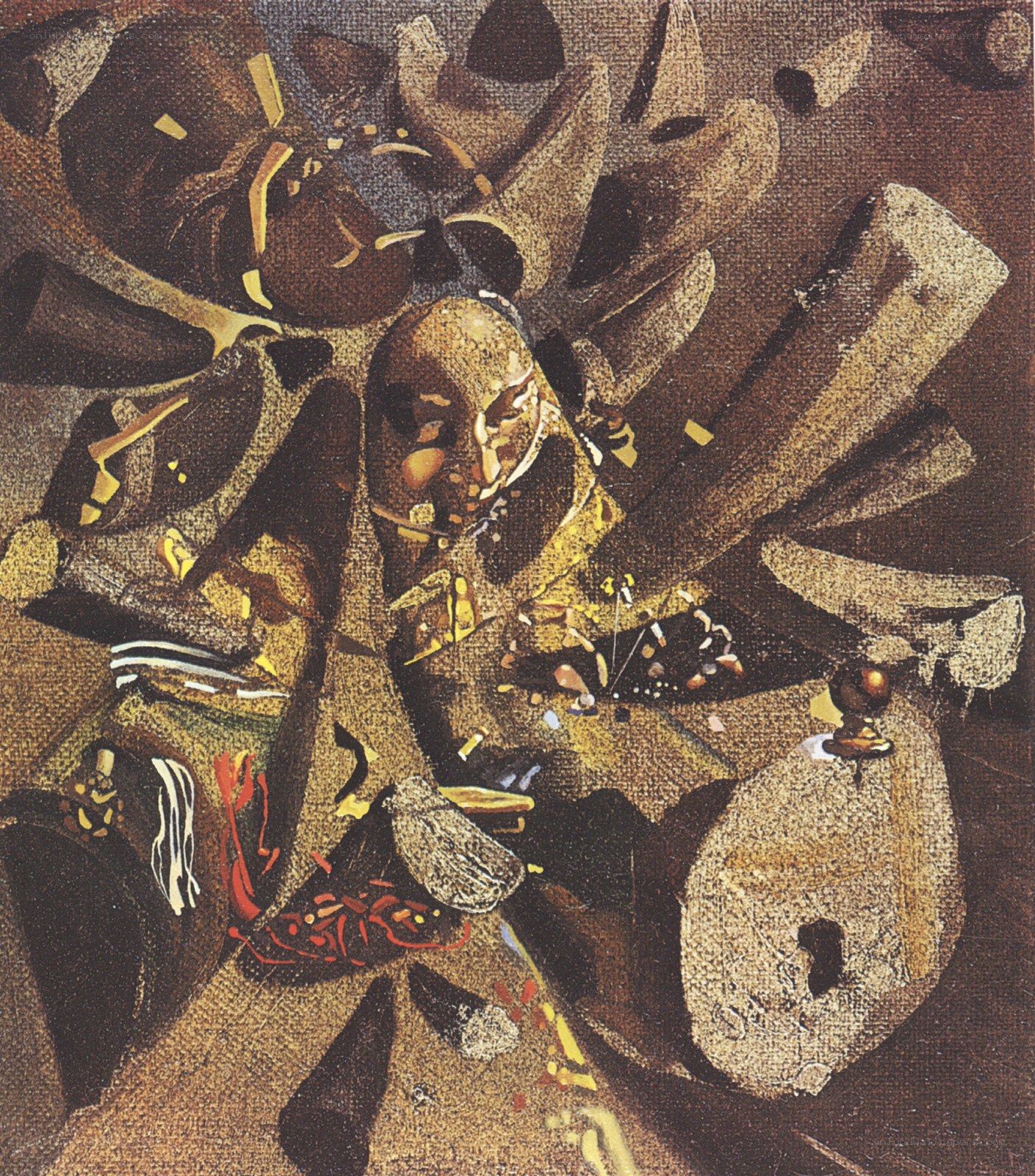 Abstract figure with golden elements