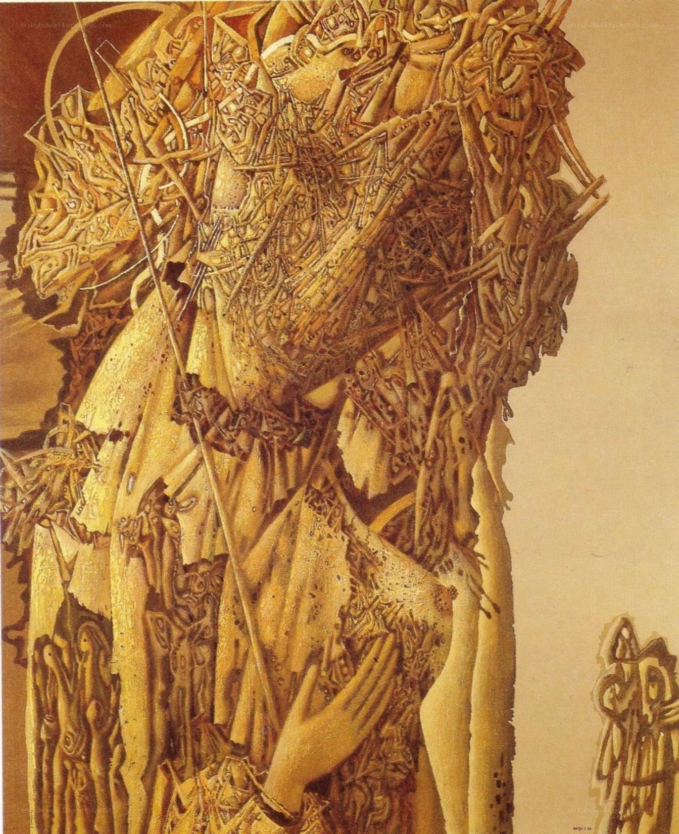 Abstract figure with golden textures