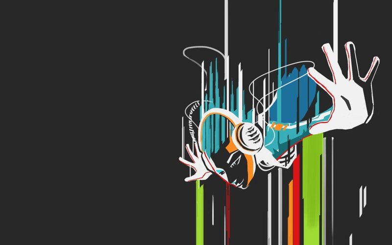 Abstract Figure with Headphones — Black