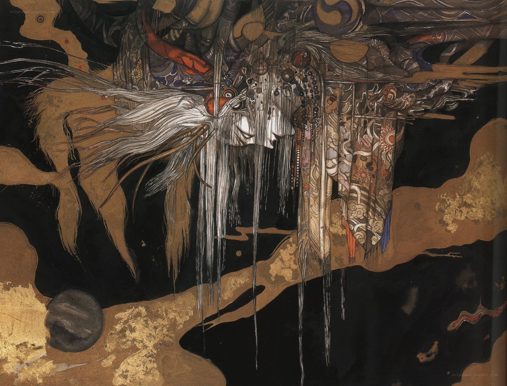 Abstract figure with long hair