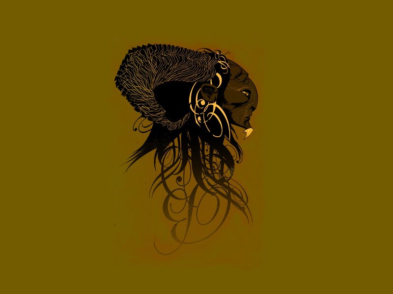 abstract figure with ornate hair