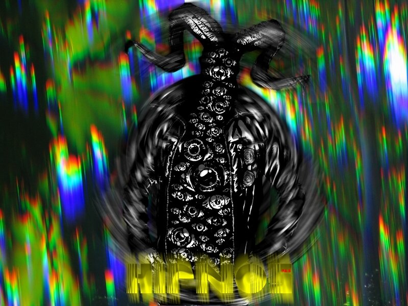 abstract figure with ram horns