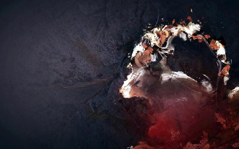 Abstract Figure with Red and White Elements