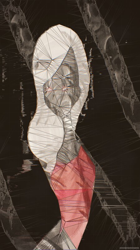 Abstract Figure with Red Section