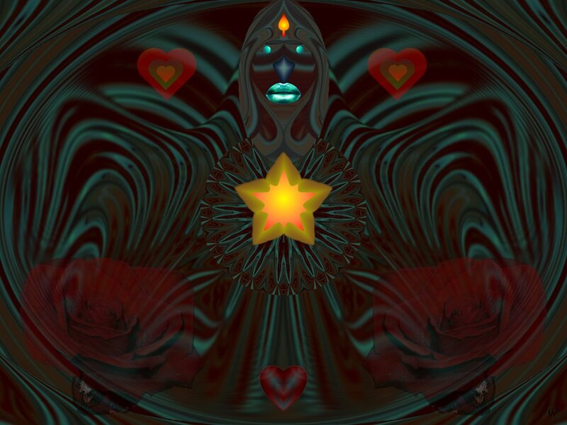 Abstract Figure with Star — Black