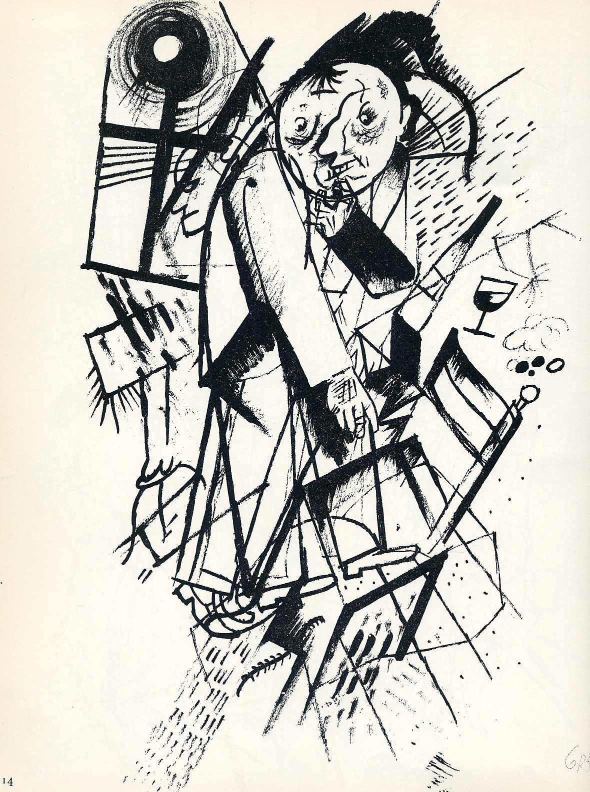 Abstract figure with wine glass