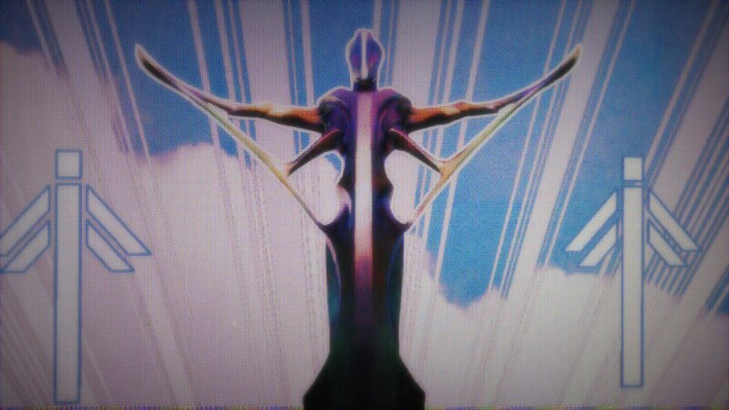 Abstract Figure with Wings — Blue, Dramatic