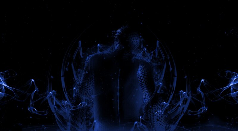 Abstract Figure with Wings — Blue