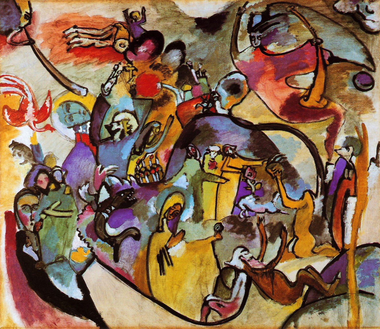 Abstract figures in a chaotic scene