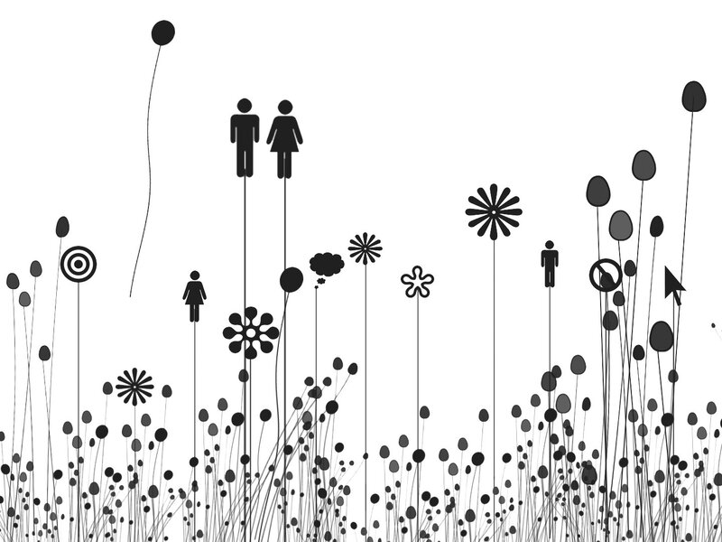 abstract figures in a field