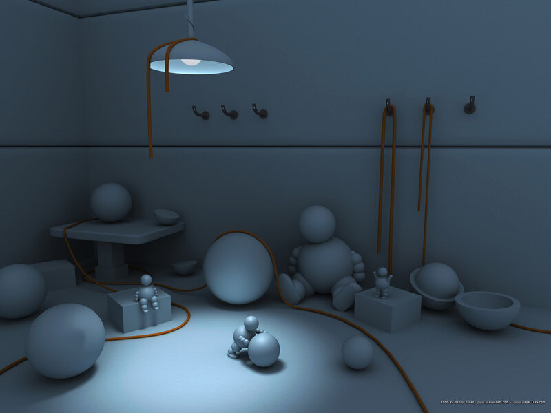Abstract Figures in a Room
