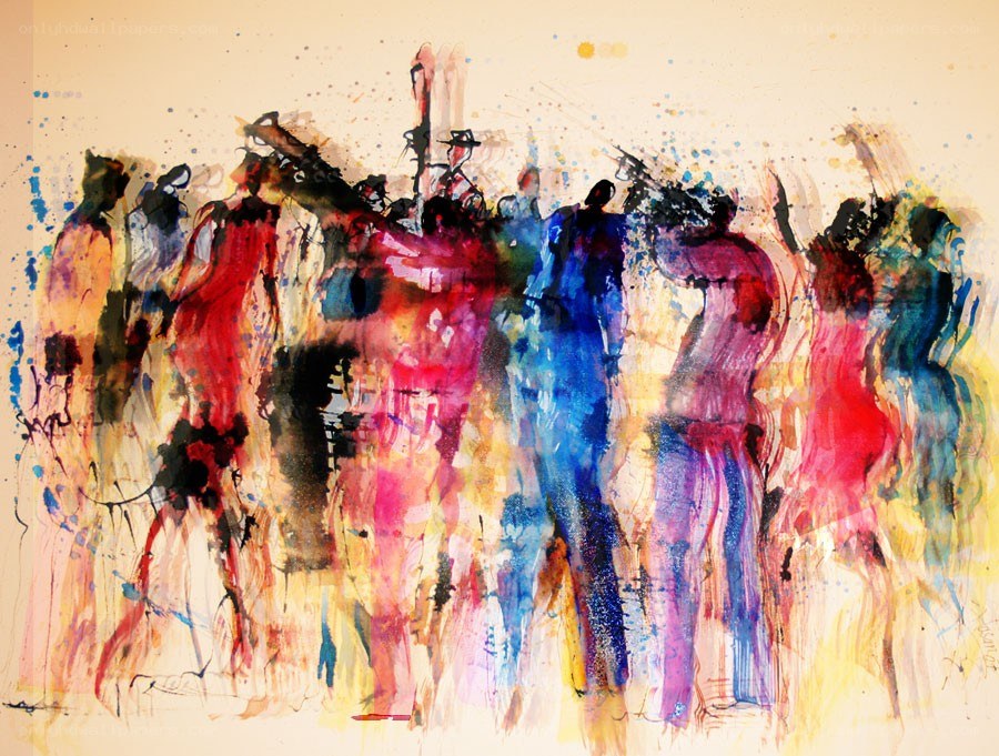 Abstract figures in vibrant colors