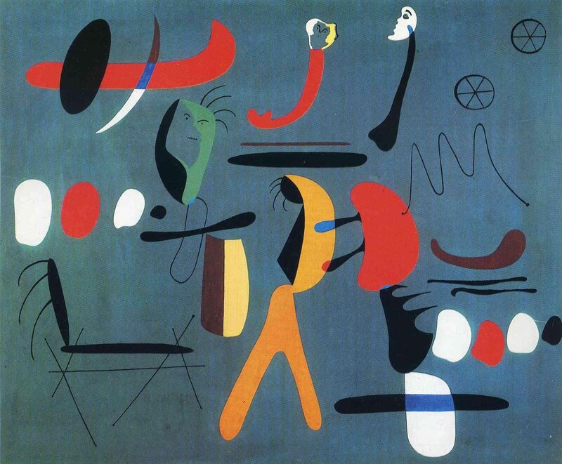 Abstract Figures on Blue