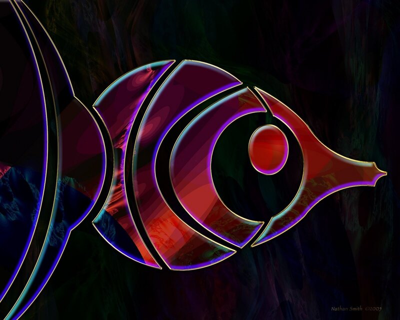 Abstract fish design with glowing lines