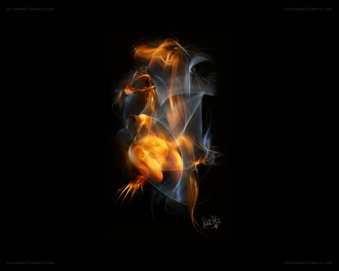Abstract flame and smoke art