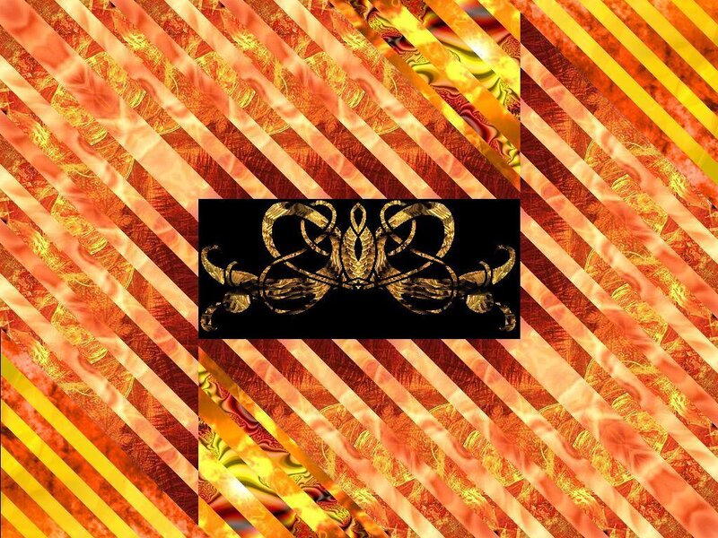 abstract flame pattern with emblem