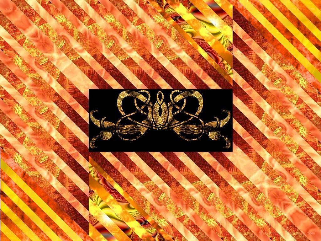 abstract flame pattern with emblem