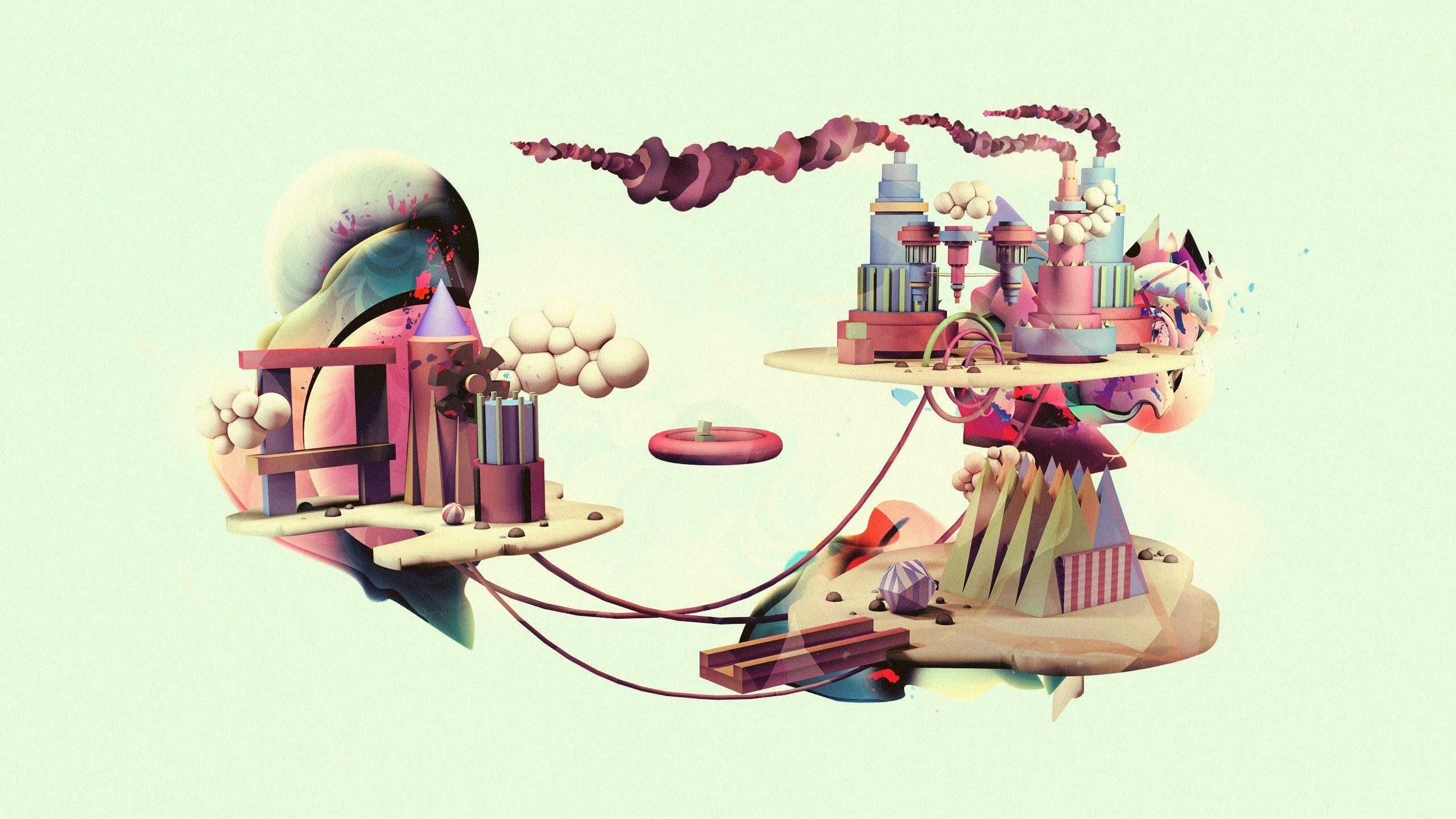 abstract floating cityscape
