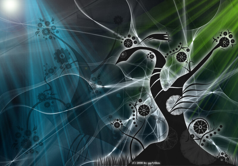 Abstract floral and bird art