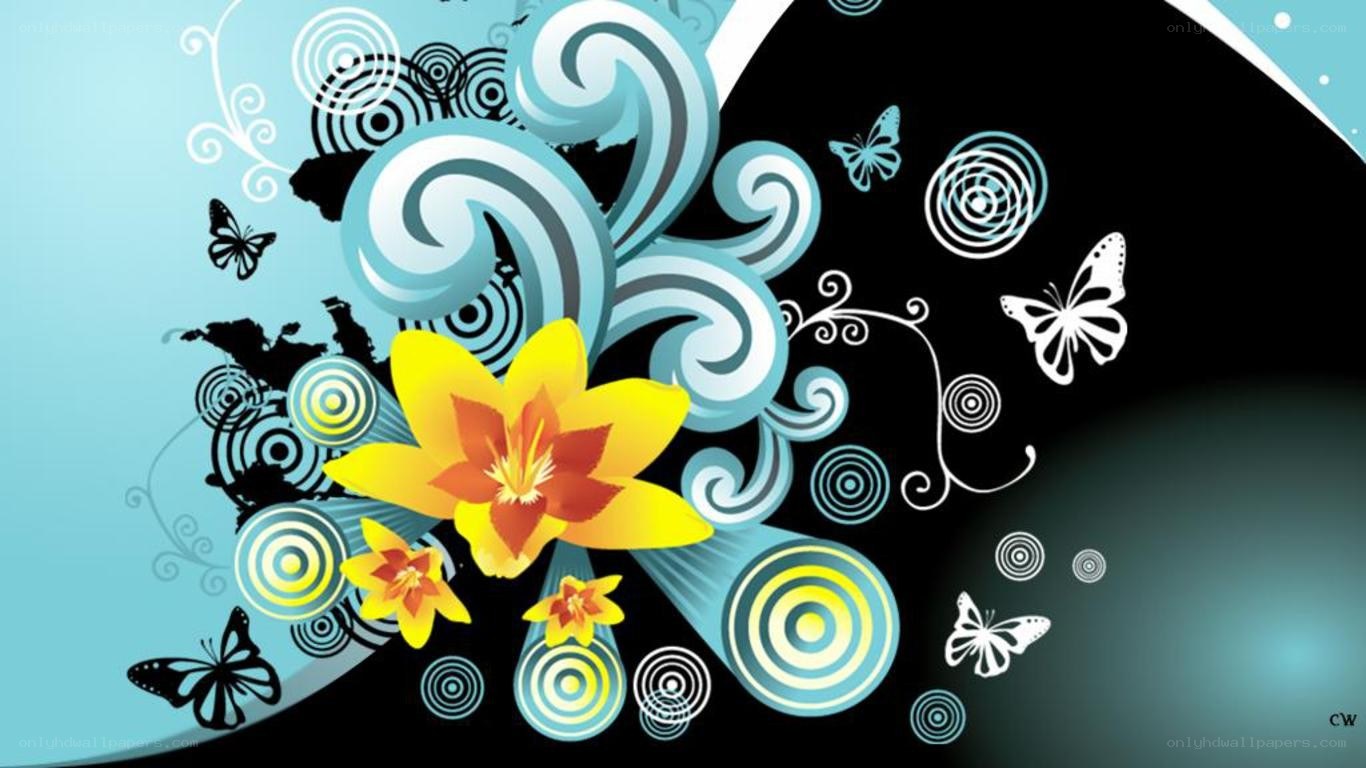 abstract floral and butterfly design