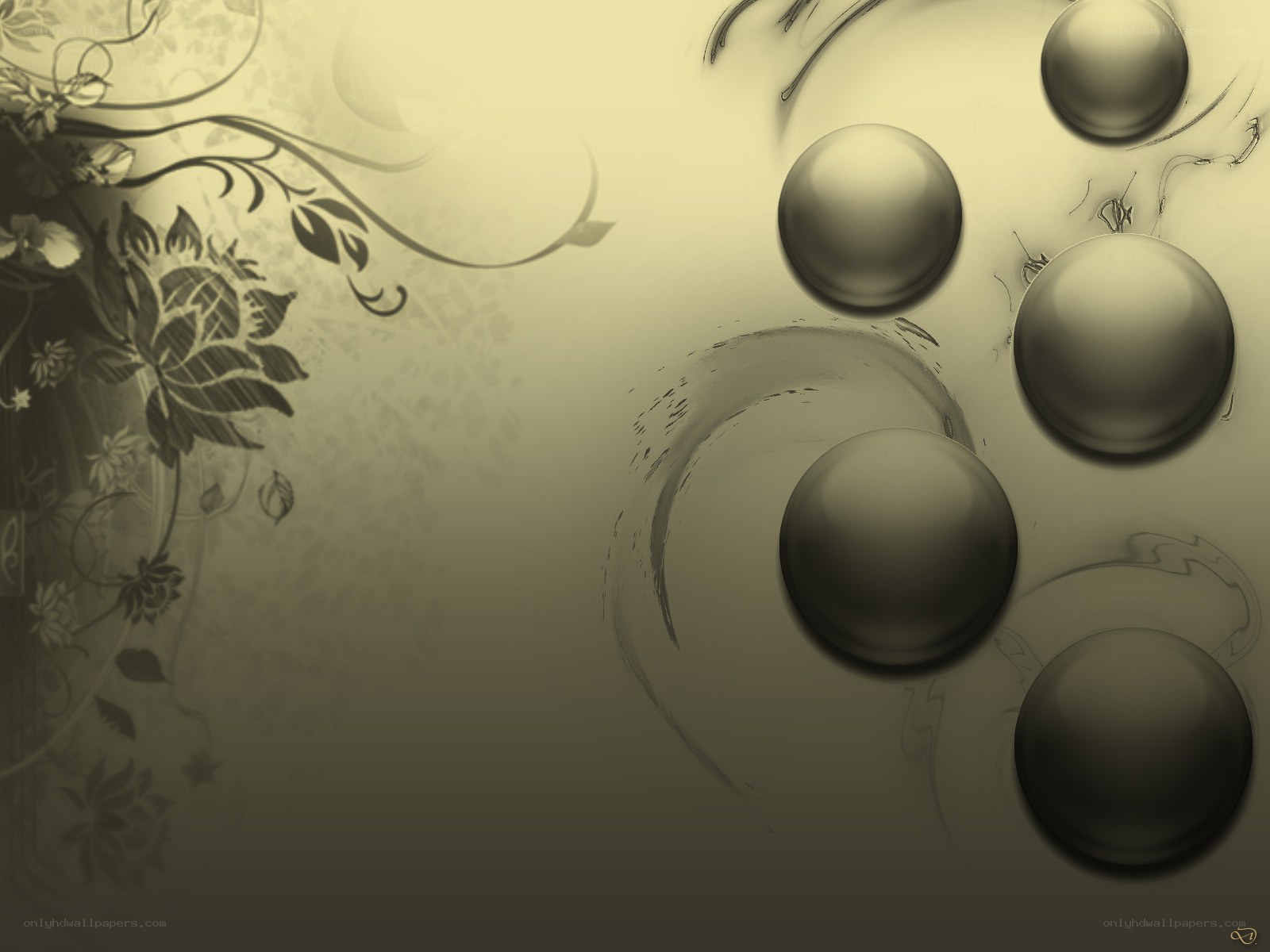 abstract floral and sphere design