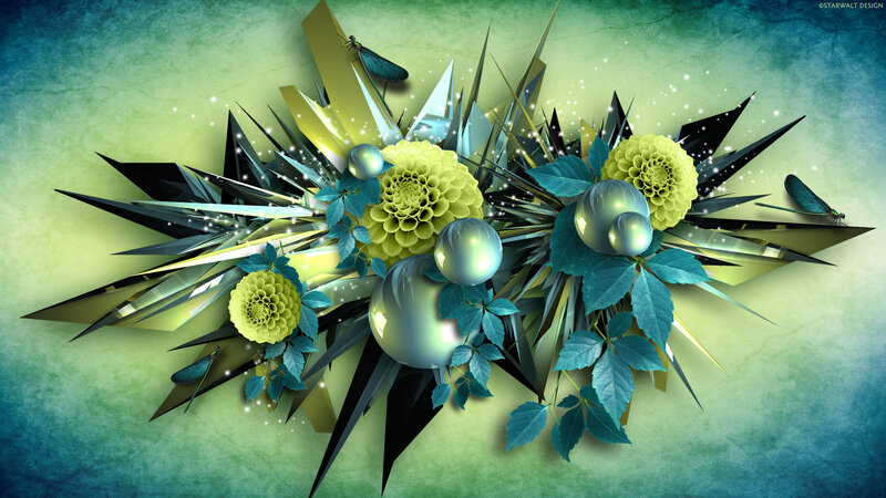 Abstract Floral Arrangement — Green