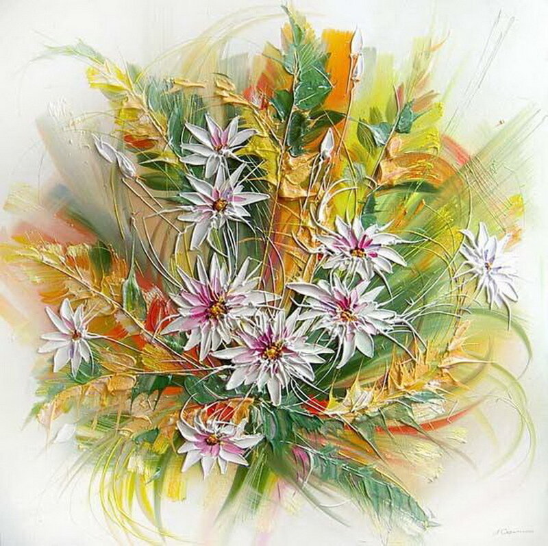 Abstract floral bouquet painting