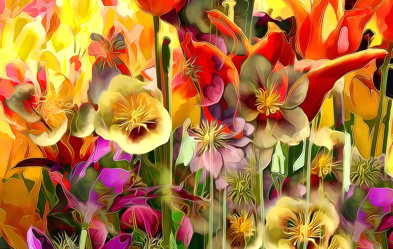 Abstract Floral Composition — Yellow, Vibrant