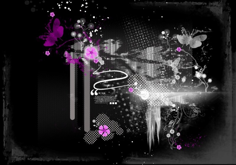 Abstract Floral Design — Black, Dark, Digital Art