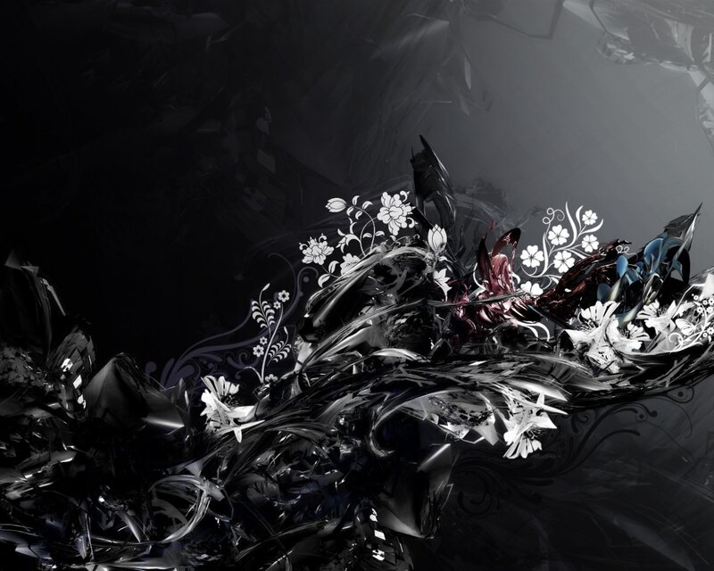 Abstract Floral Design — Black, Dramatic, Digital Art