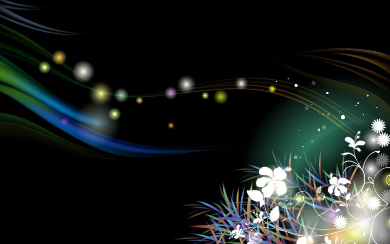 Abstract Floral Design — Black, Dreamy, Digital Art