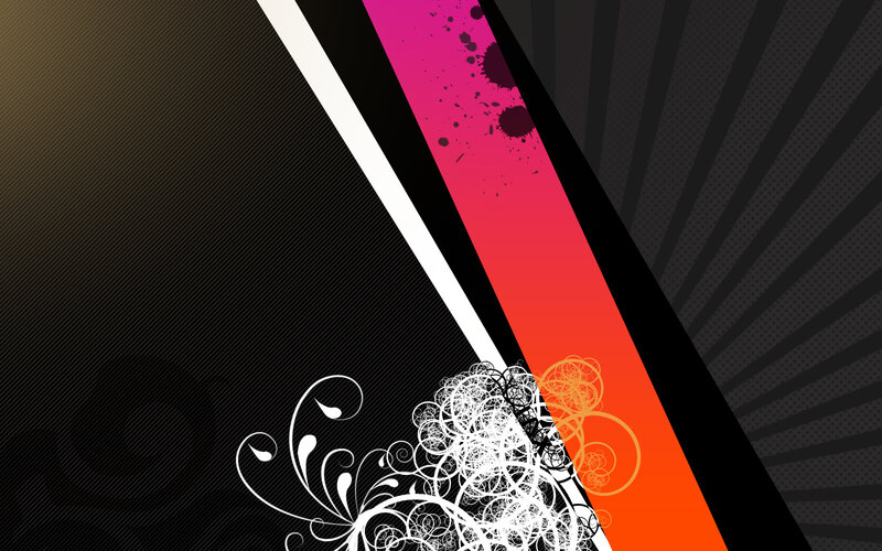 Abstract Floral Design — Black, Dynamic, Digital Art, Floral Patterns