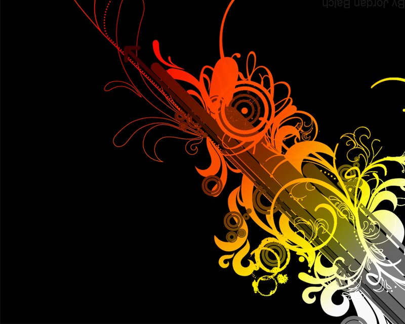 Abstract Floral Design — Black, Dynamic, Digital Art