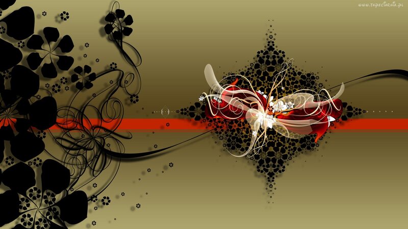 Abstract Floral Design — Black, Elegant